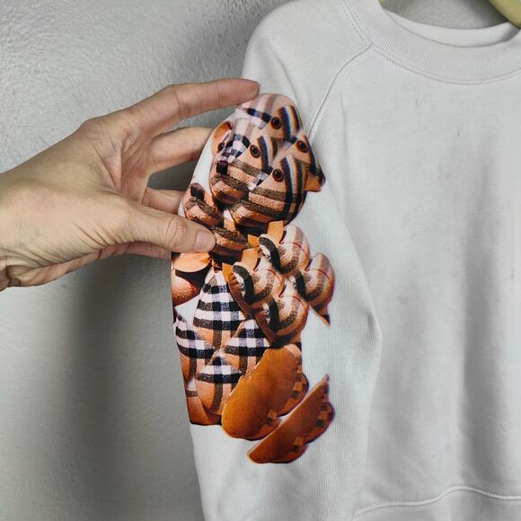 Burberry Pullover Sweatshirt Girls 4Y White‎ Kaleidoscope Bear Nova Check Cotton - Picture 3 of 10